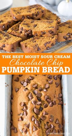 the best most sour cream chocolate chip pumpkin bread