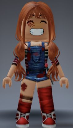 a cartoon character with red hair and overalls