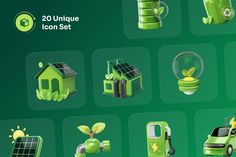 the green icon set includes many different things