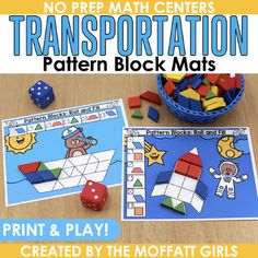 the transportation pattern block mats are shown with dices