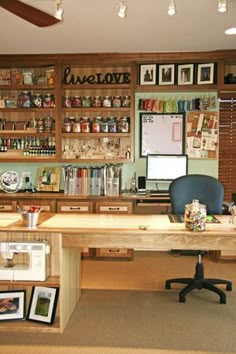 a sewing machine sitting on top of a wooden desk