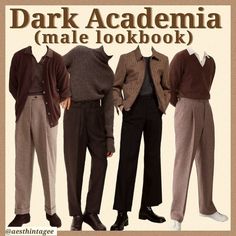 Dark Academia Outfits Men, Dark Academia Men, Academia Aesthetic Outfit, Herren Style, Aesthetic Outfits Men