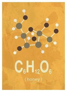 a poster with the chemical symbol for honey on it's front and back sides