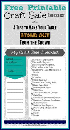 the craft sale checklist is shown with instructions to make your table stand out from the crowd