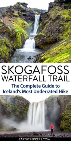 the book cover for skogafoss waterfall trail, iceland's most underrated hike