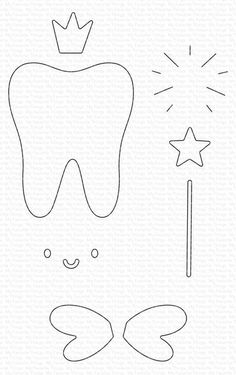 a tooth with a crown on top and stars around it