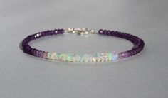 Opal bracelet Amethyst Bracelet with opal February | Etsy Amethyst Bracelet Beads, Pacific Palisades, Sterling Bracelets, Opal Bracelet, Amethyst Bracelet, February Birthstone, Amethyst Beads, October Birthstone, February Birth Stone