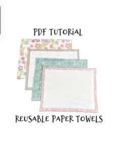 four reusable paper towels are shown in three different colors and sizes, with the text