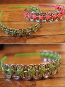 two pictures of different bracelets with flowers on them, one is green and the other is red