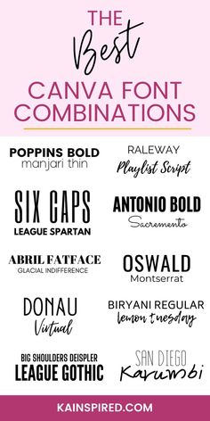 BEST CANVA FONT COMBINATIONS Inkscape Tutorials, Canva Fonts, Font Combos, Canvas Learning, Design Blogs, Font Combinations, Graphic Design Fonts