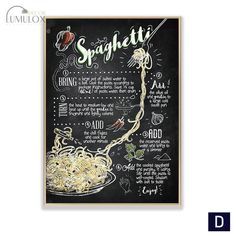 a chalkboard menu with spaghetti on it