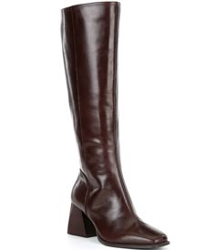 GB Sole-Sister Leather Block Heel Tall Boots | Dillard's Knee High Brown Leather Boots, Leather Boots Women Tall, Knee High Brown Boots, Heel Tall Boots, Brown Leather Knee High Boots, Italian Leather Boots, Tall Brown Boots, Brown Knee High Boots, Seventies Fashion