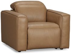 a brown leather recliner chair on a white background