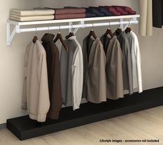 This bracket is part of a standard duty hardware system to organize closets with simple and basic hardware for hanging clothes: standard duty brackets, rods, flanges/sockets and shelves. Project Source 12.8-in L x 0.94-in W x 12.8-in D White Shelf Bracket | 23691PHNLG Slanted Closet Ideas, Knee Wall Closet, Vanity Closet Ideas, Closet Alternatives, Metal Closet, Closet Under Stairs, White Shelf, Dressing Room Closet, Closet Rack