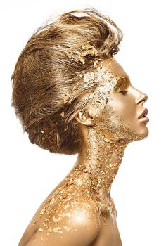 Gold Office, Gold Bodies, Golden Girl, Fantasy Makeup