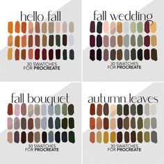 four different shades of fall wedding nail polish