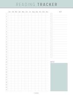 a printable reading tracker with the words reading tracker in grey and white on it