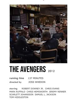 the avengers 2012 movie poster is shown in black and white, with people sitting around a table