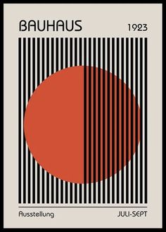 the cover art for bauhaus 1932, featuring an orange circle on a black and white striped background