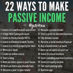 a pile of money with the words 22 ways to make passive