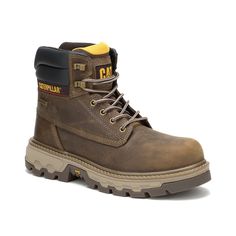 Caterpillar-Colorado Equip Composite Toe Work Boot - Men's Experience solid looks and safety in the Colorado Equip 6" Composite Toe work boot from Caterpillar. The full-grain leather boot features a waterproof build, composite toe and Electrical Hazard protection, making it highly safe at the jobsite. Its SRX slip-resistant sole also provides impressive traction and Cleansport NXT layer in the lining ensures pro-biotic odor management. Rugged Sturdy Work Boots For Construction, Sturdy Rugged Work Boots For Construction, Casual Steel Toe Work Boots For Construction, Composite Toe Work Boots, Bridal Wedding Shoes, Work Boots Men, Safety Boots, Work Boot, Trending Sneakers