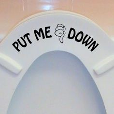 a white toilet with the words put me down on it