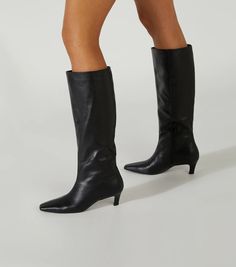 Vixon Black Venice Calf Boots | Boots | Tony Bianco USA | Tony Bianco US Thigh High Boots Flat, Shop Boots Online, Embellished Heels, Metallic Shoes, Tony Bianco, Bow Heels, Low Boots, How To Stretch Boots, Sandals For Sale