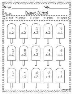 a printable worksheet for counting the numbers on pops and ice creams