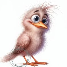 an image of a cute bird with big eyes and long feathers on it's head