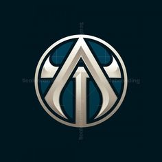 the letter a in a circle with an arrow inside it on a dark blue background