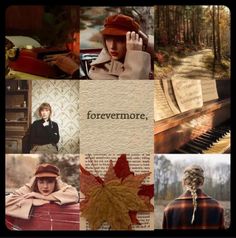 a collage of photos with the words,'forever'and images of women in autumn