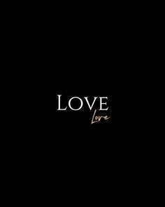 the words love are written in black and gold on a dark background with a white outline