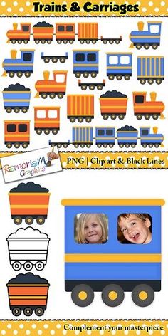 a train and cars clip art set for kids