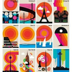 the poster shows different types of cityscapes