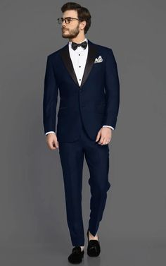 Midnight Blue Tuxedo | Sustainable Custom Menswear by A.I. Prom Tuxedo Ideas, Midnight Blue Tuxedo, Blue Tuxedo Jacket, Blue Tuxedo Wedding, Midnight Blue Suit, Blue Tux, Prom Men, Blue Tuxedo, Groom Tux