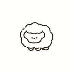 a black and white drawing of a sheep's head with a smile on its face