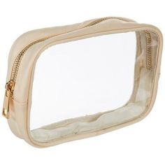 Dimensions: 6.5" x 10" x 1.88" Material: Fabric, Plastic & Metal Color: Sand, Gold & Clear Quantity: 1 For a stylish place to keep your makeup and accessories, try this Clear Rectangle Makeup Pouch. It has a clear body that allows you to see what's inside and a shiny metallic zipper across the top. Its simple style makes it the perfect base for personalizing with stickers, pins, patches, and rhinestones! Not just for makeup, you can also use this bag to hold a variety of small items such as hair White Rectangular Cosmetic Storage With Zipper, White Rectangular Cosmetic And Toiletry Storage, Rectangular Zipper Pouch For Cosmetics And Toiletries, White Rectangular Organizers With Zipper Pouch, Rectangular Cases With Zipper Closure, White Rectangular Organizer With Zipper Pouch, Portable White Rectangular Organizers, Clear Rectangular Cosmetic Bag For Organization, Rectangular Clear Cosmetic Bag For Organization