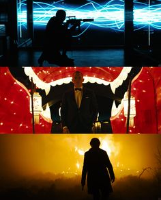 three different scenes from the same movie