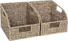 two wicker baskets sitting side by side