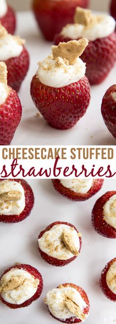 cheesecake stuffed strawberries with whipped cream on top