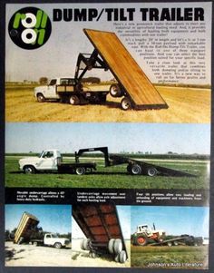 an advertisement for dump till trailer with pictures of trucks