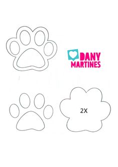 paw printable cut outs for paper crafting, including 2x2 inches and 1x4 inches