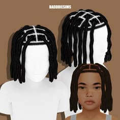 two kids with dreadlocks standing next to each other in front of a brown background