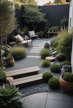 Small Garden Layout, Garden Layout Vegetable, Small Courtyard Gardens, Small Vegetable Gardens, Small Patio Garden, Minimalist Garden, Casa Exterior, Low Maintenance Garden