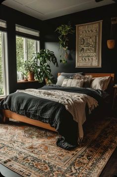 Cozy Bedroom Beige Walls, Moody Neutral, Dark Boho Bedroom, Bridge House, Bedroom Colour, Earthy Bedroom, Moody Bedroom, Dark Bedroom, Worlds Collide