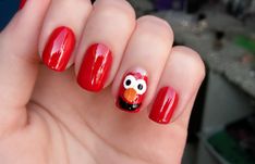 Elmo Nail Art, Kindergarten Nail Designs, Elmo Nails Design, Barbies Nails, Elmo Nails, Sesame Place, Mickey Nails, Live In London