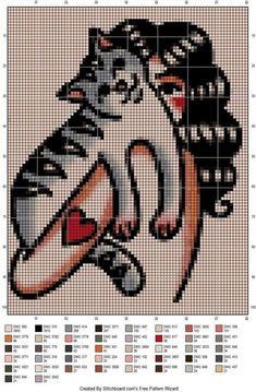 a cross stitch pattern with an image of a cat