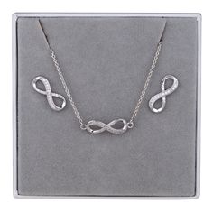 Boxed Cubic Zirconia Silver Infinity Jewellery Set - D&X Retail Infinity Top, Infinity Earrings, Infinity Jewelry, Infinity Pendant, Earrings And Necklace, Meaningful Jewelry, Infinity Symbol, Endless Love, The Infinity