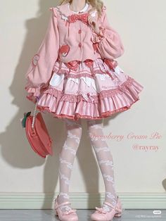 My Melody Clothing, Cute Pink Aesthetic Outfits, Valentine’s Outfit Women, Kawaii Clothes Drawing, Lotia Fashion, Magical Girl Outfit Ideas, Pink Cute Outfits, Pink And Yellow Outfit, Flashy Clothes