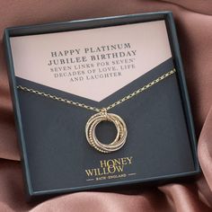 Platinum 70th Birthday Necklace - Platinum Jubilee Hallmark - 9kt Gold & Platinum Birthday Necklace, Bath England, Platinum Jubilee, Infinite Love, Box Handmade, Platinum Jewelry, Meaningful Jewelry, Jewelry Birthday